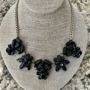 Jcrew Black Cluster Statement Necklace, New Condition!